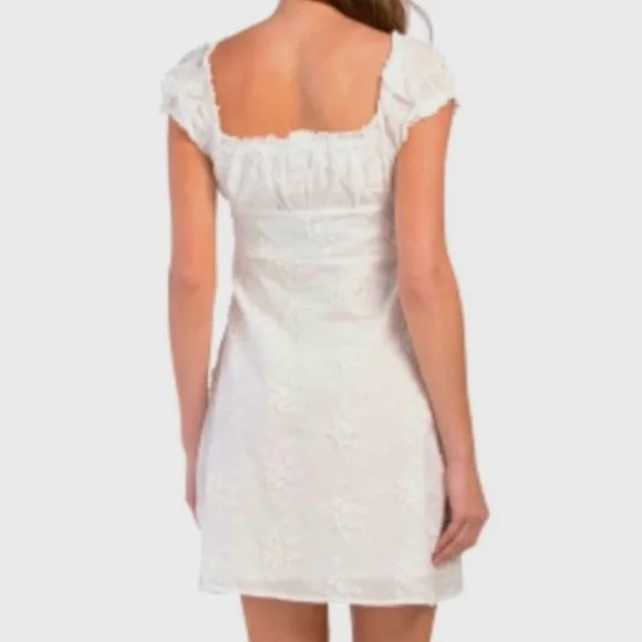 NWT O.P.T. White Ethereal Floral Embroidered Cap Sleeve Mini Dress - Picture 8 of 16